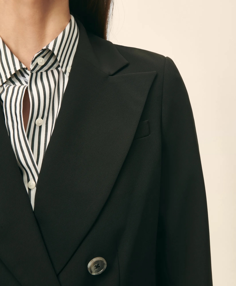 Double-Breasted Peak Lapel Jacket in Fine Twill Stretch Crepe