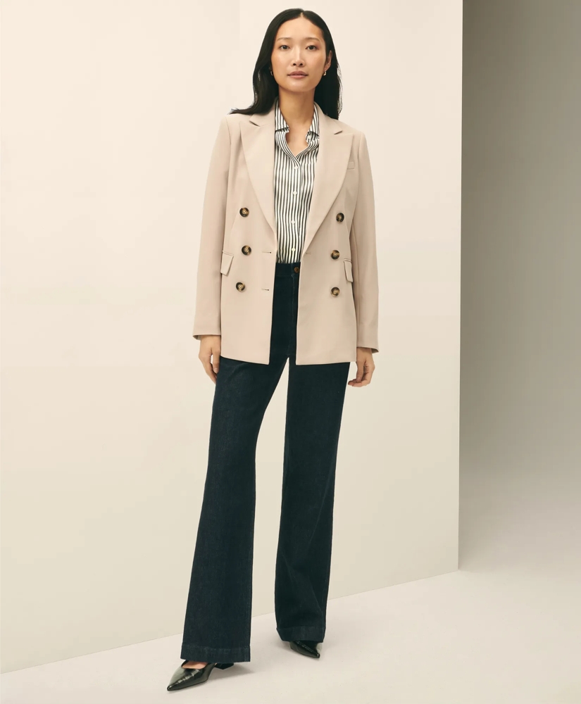 Double-Breasted Peak Lapel Jacket in Fine Twill Stretch Crepe, image 2