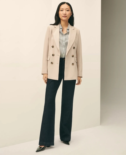 Double-Breasted Peak Lapel Jacket in Fine Twill Stretch Crepe, image 2