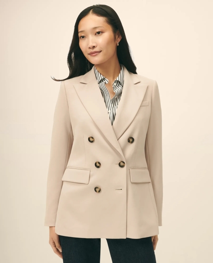 Double-Breasted Peak Lapel Jacket in Fine Twill Stretch Crepe, image 3
