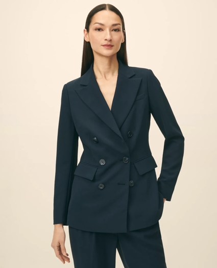 Double-Breasted Peak Lapel Jacket in Fine Twill Stretch Crepe, image 1