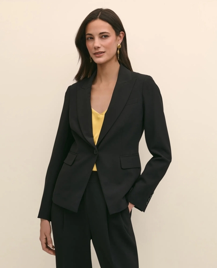 Single-Breasted Peak Lapel Jacket in Fine Twill Stretch Crepe, image 1