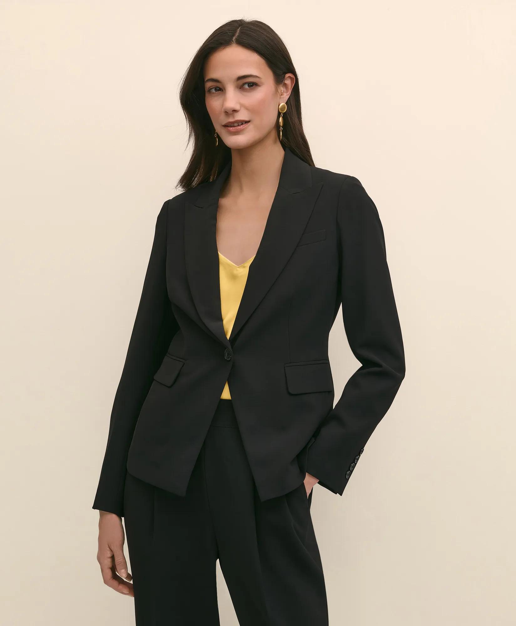 Single-Breasted Peak Lapel Jacket in Fine Twill Stretch Crepe