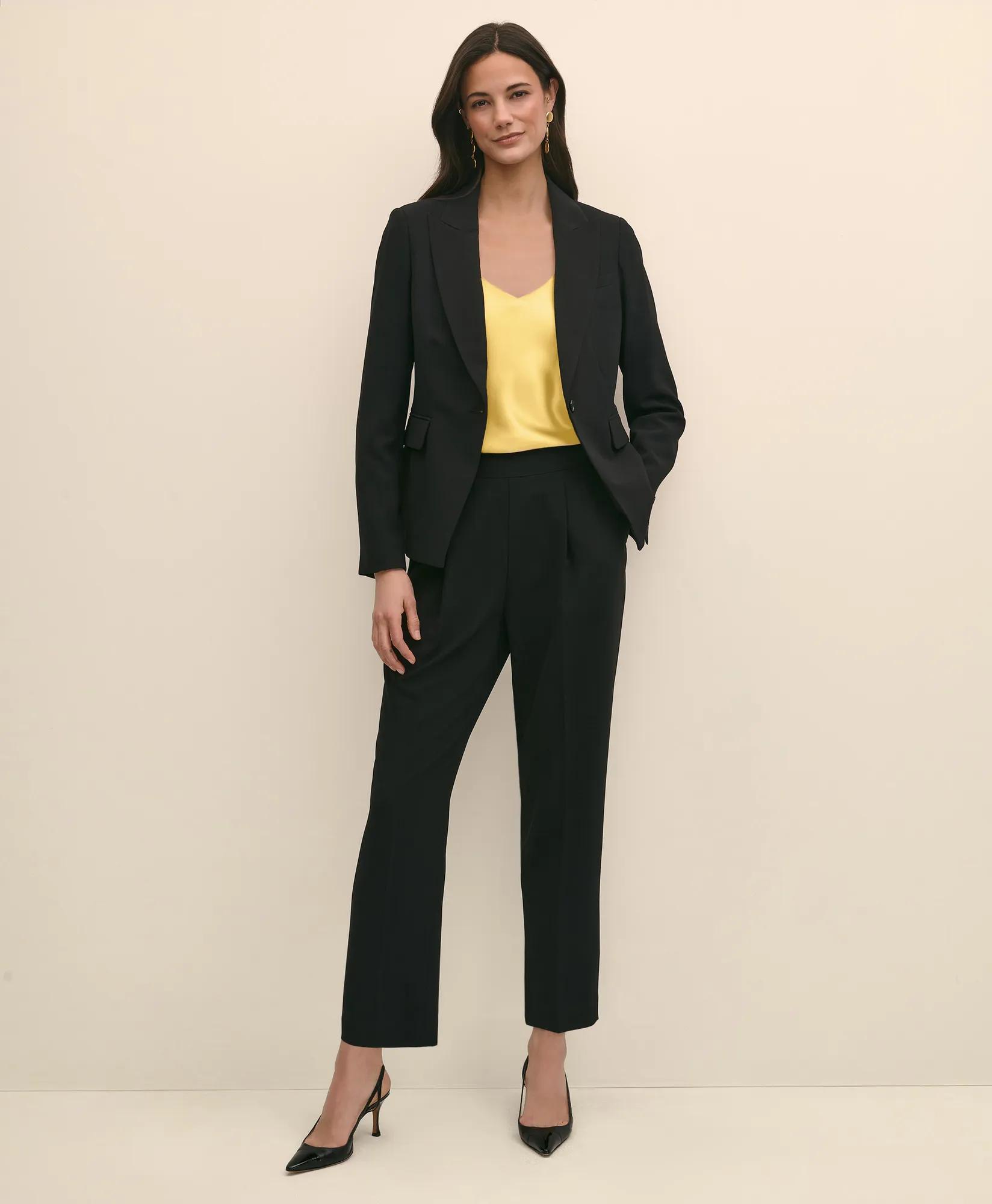 Single-Breasted Peak Lapel Jacket in Fine Twill Stretch Crepe