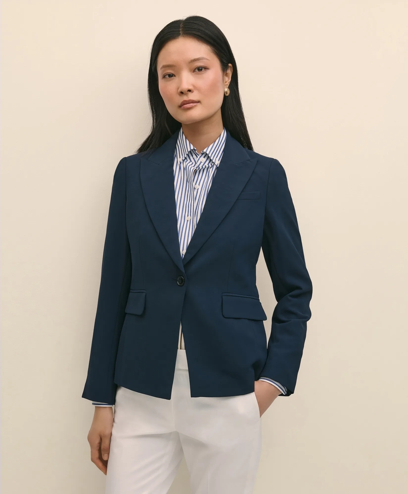 Single-Breasted Peak Lapel Jacket in Fine Twill Stretch Crepe, image 2