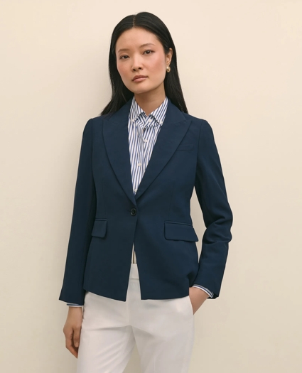 Single-Breasted Peak Lapel Jacket in Fine Twill Stretch Crepe, image 2