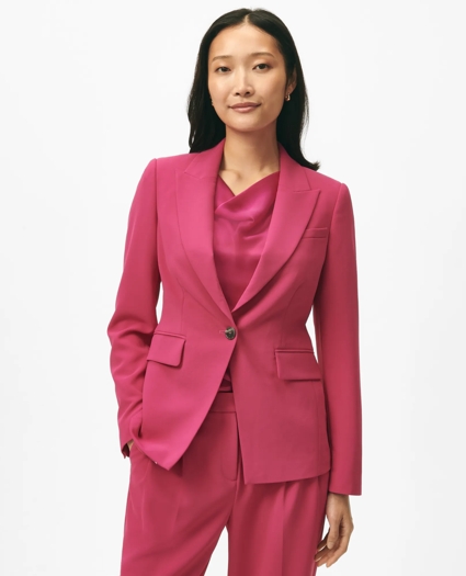 Single-Breasted Peak Lapel Jacket in Fine Twill Stretch Crepe, image 1