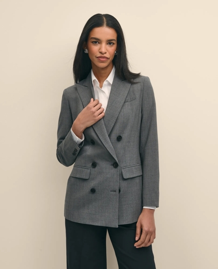 The Essentials Double-Breasted Peak Lapel Jacket in Wool Blend, image 3