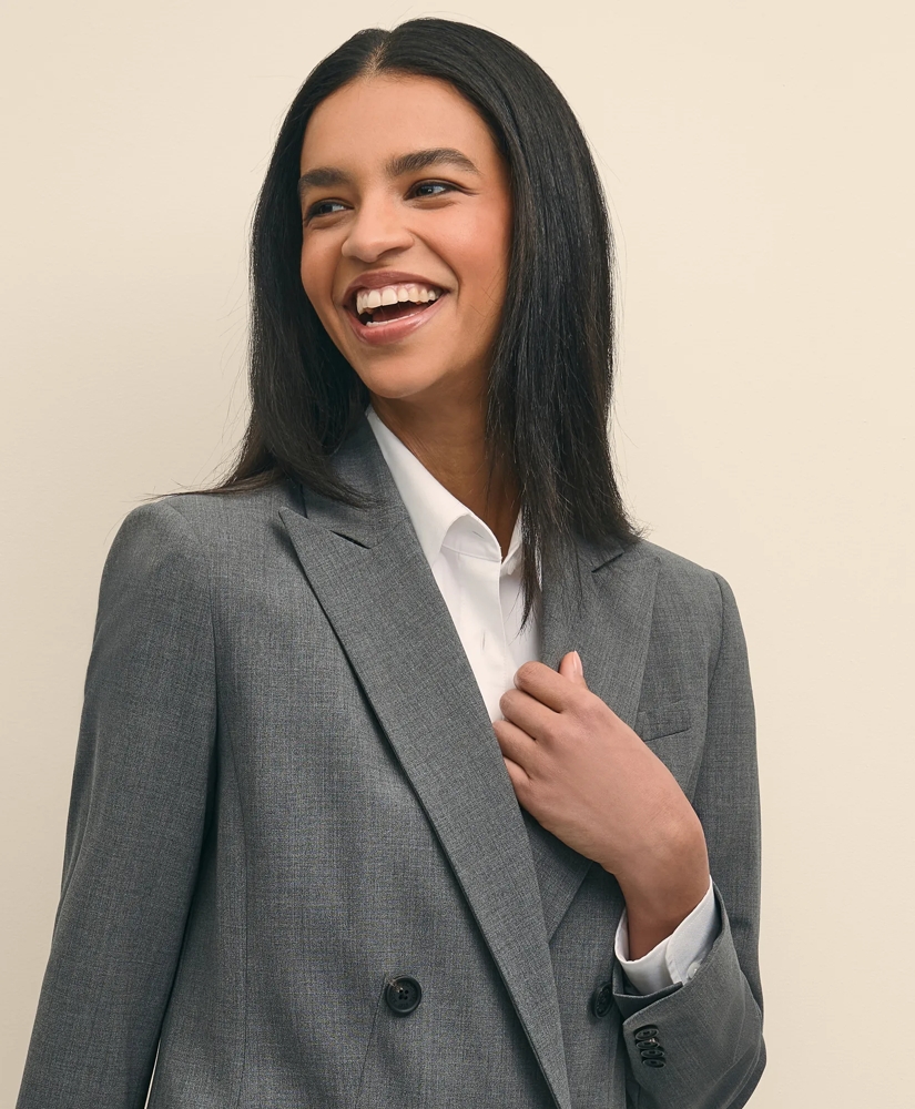 The Essentials Double-Breasted Peak Lapel Jacket in Wool Blend, image 4
