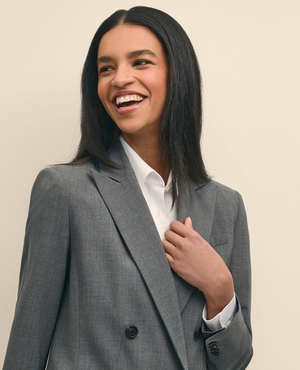 The Essentials Double-Breasted Peak Lapel Jacket in Wool Blend, image 4