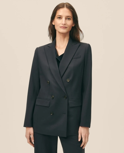 The Essentials Double-Breasted Peak Lapel Jacket in Wool Blend, image 2