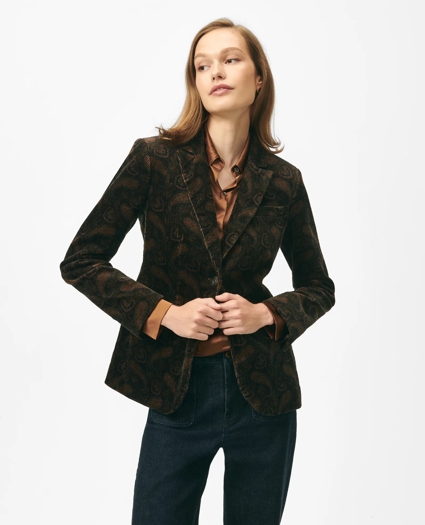 Peak Lapel Jacket in Paisley Corduroy, image 3