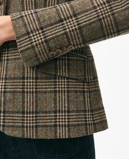 Peak Lapel Jacket in Glen Plaid Wool