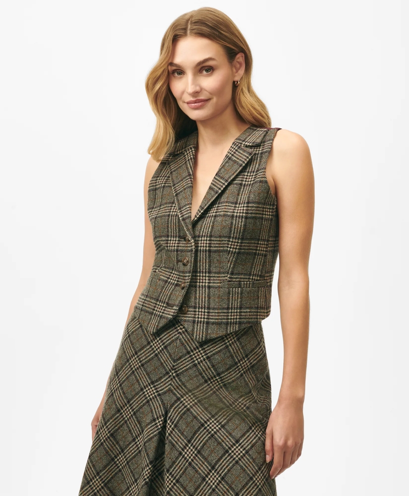 Notch Lapel Vest in Glen Plaid Wool, image 3
