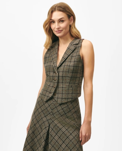 Notch Lapel Vest in Glen Plaid Wool, image 3