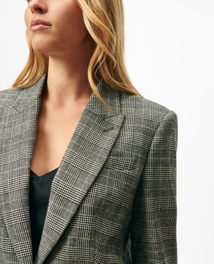 Relaxed Peak Lapel Jacket in Glen Plaid Wool Blend, image 4