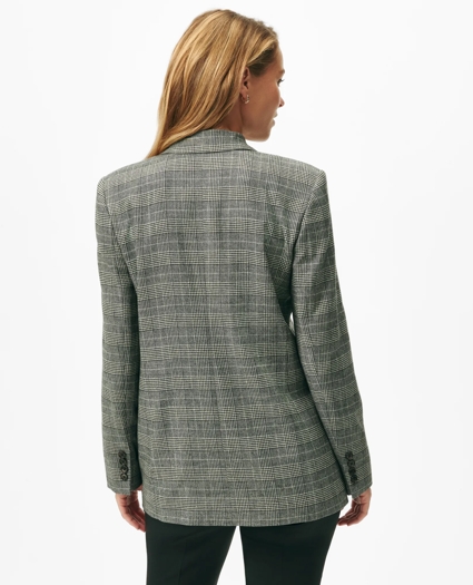 Relaxed Peak Lapel Jacket in Glen Plaid Wool Blend, image 5