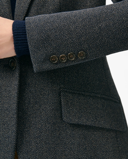 Easy Fit, Elastic Back Pants in Herringbone Stretch Cotton Blend