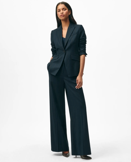 Peak Lapel Jacket in Pinstripe Flannel Merino Wool Blend, image 3