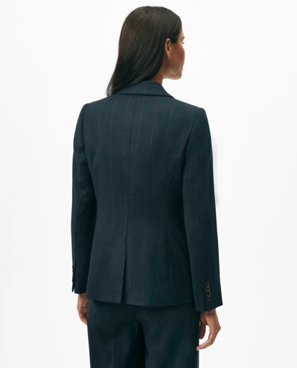 Peak Lapel Jacket in Pinstripe Flannel Merino Wool Blend, image 4