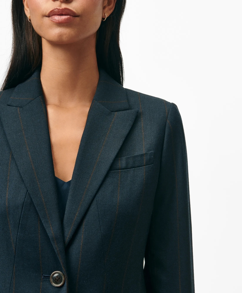 Peak Lapel Jacket in Pinstripe Flannel Merino Wool Blend, image 5