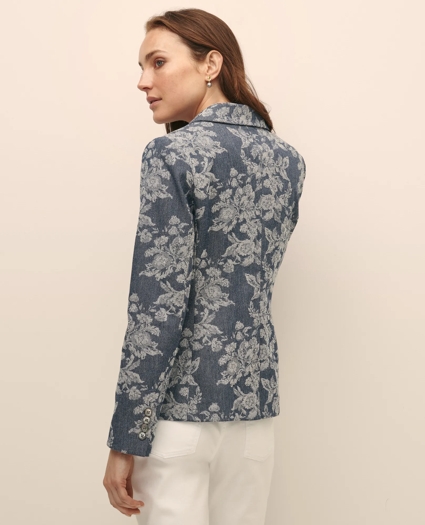 Cotton Blend Floral Jacquard Peak Lapel Jacket, image 5