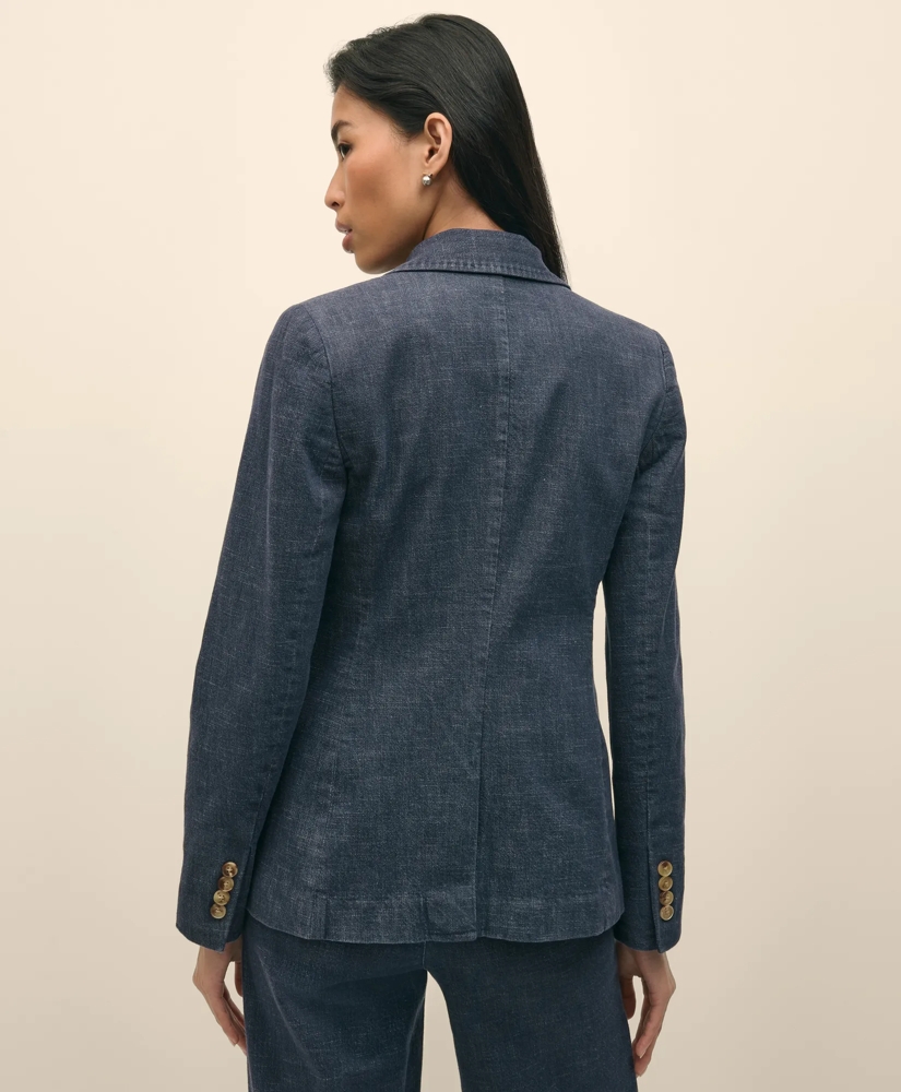 Cotton Blend Denim Peak Lapel Jacket, image 3