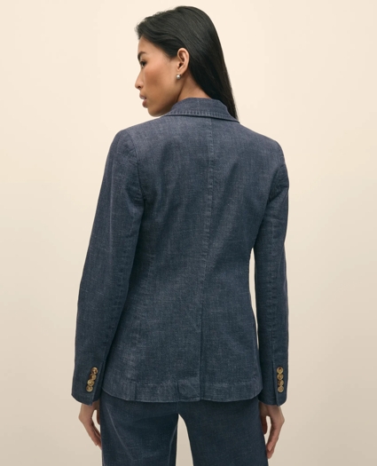 Cotton Blend Denim Peak Lapel Jacket, image 3