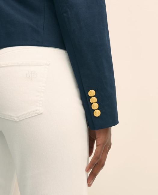 Cropped Double-Breasted Blazer in Cotton Faille