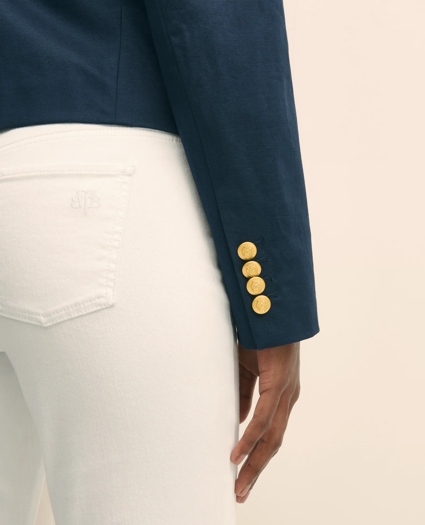 Cropped Double-Breasted Blazer in Cotton Faille, image 3