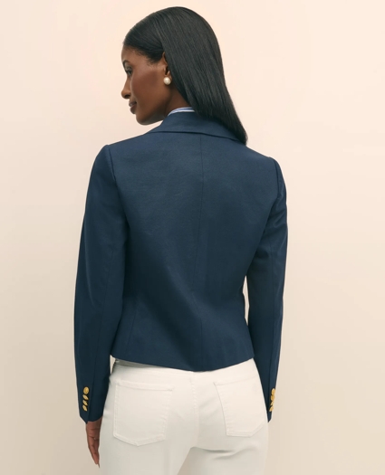 Cropped Double-Breasted Blazer in Cotton Faille, image 4
