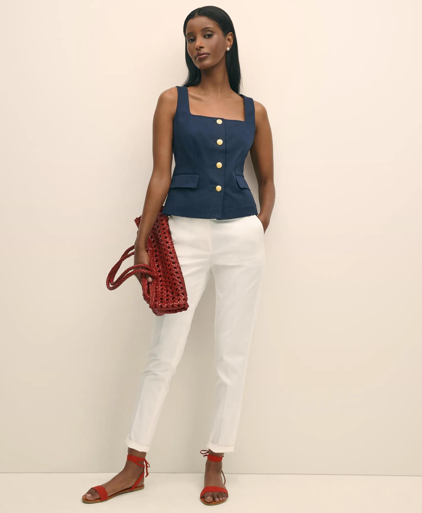 Square Neck Vest in Cotton Faille