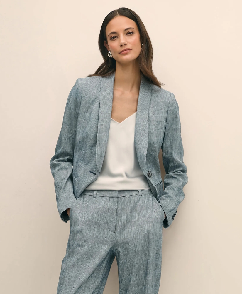 Shawl Collar Jacket Stretch Linen Blend
