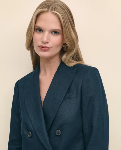 Linen Double-Breasted Peak Lapel Jacket, image 3
