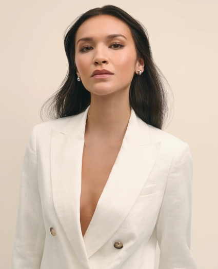Linen Double-Breasted Peak Lapel Jacket, image 2