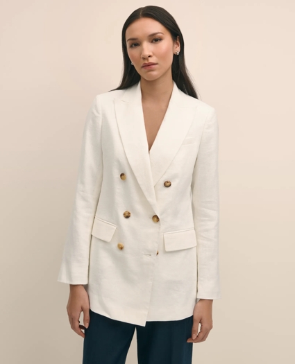 Linen Double-Breasted Peak Lapel Jacket, image 3