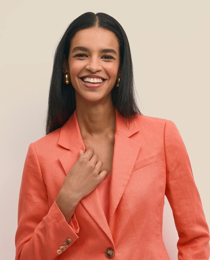 Linen One-Button Peak Lapel Jacket, image 3