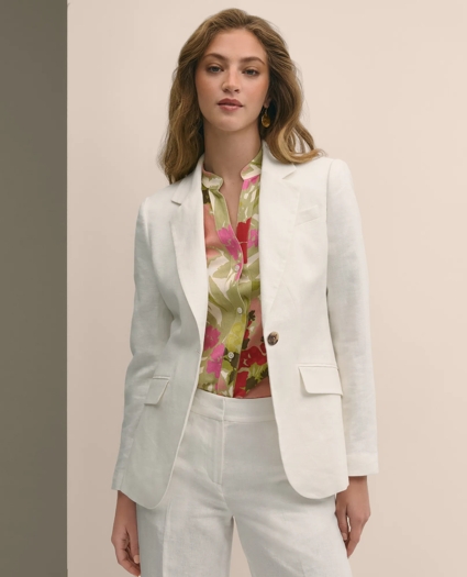 Linen One-Button Peak Lapel Jacket, image 2