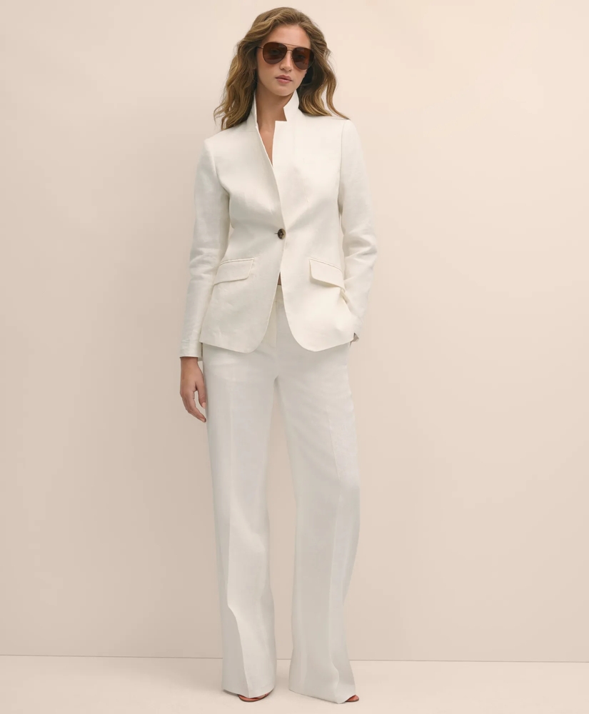 Linen One-Button Peak Lapel Jacket, image 3