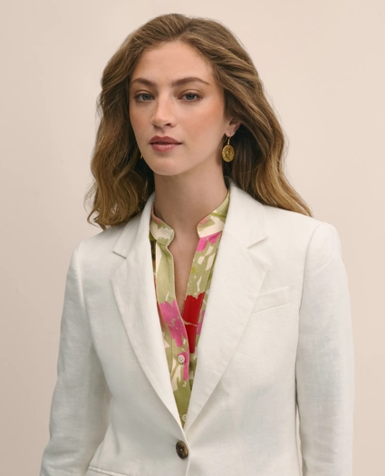 Linen One-Button Peak Lapel Jacket, image 4