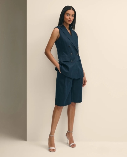 Linen Double-Breasted Peak Lapel Vest, image 2
