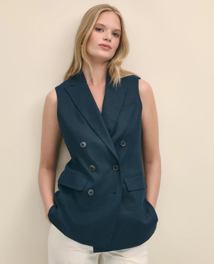 Linen Double-Breasted Peak Lapel Vest, image 5