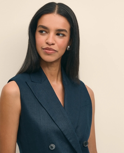 Linen Double-Breasted Peak Lapel Vest, image 7