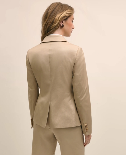 Cotton Blend Sateen Single-Button Peak Lapel Jacket, image 6