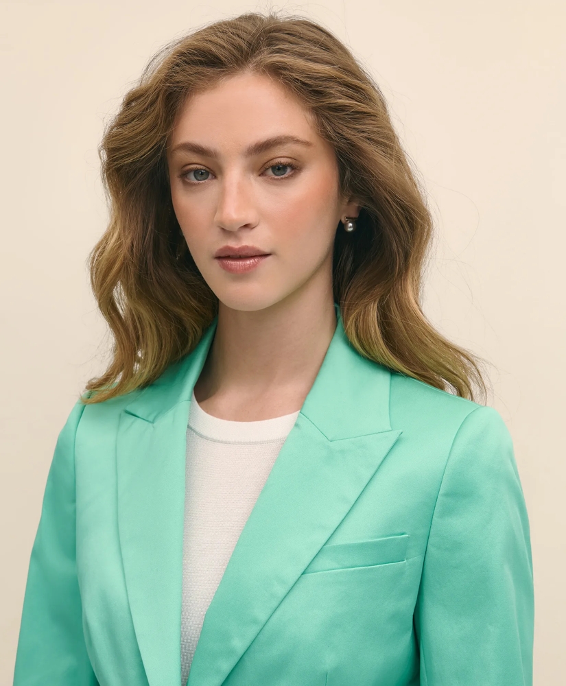 Cotton Blend Sateen Single-Button Peak Lapel Jacket, image 3