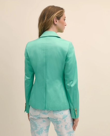 Cotton Blend Sateen Single-Button Peak Lapel Jacket, image 4