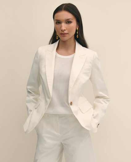 Cotton Blend Sateen Single-Button Peak Lapel Jacket, image 4
