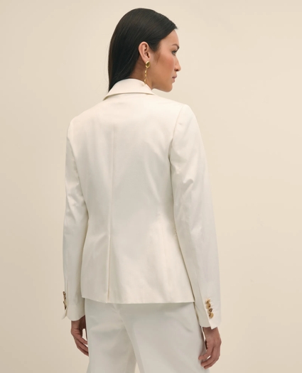 Cotton Blend Sateen Single-Button Peak Lapel Jacket, image 5