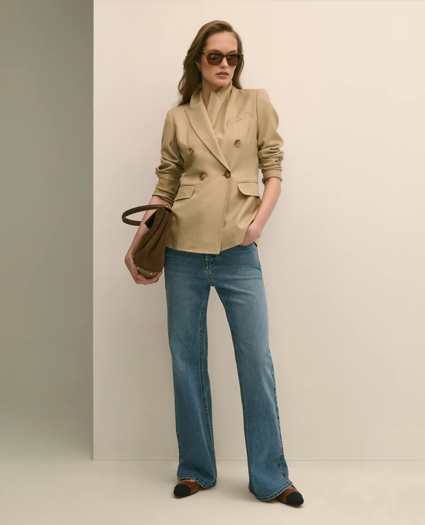 Wool-Blend Peak Lapel Double-Breasted Jacket, image 2