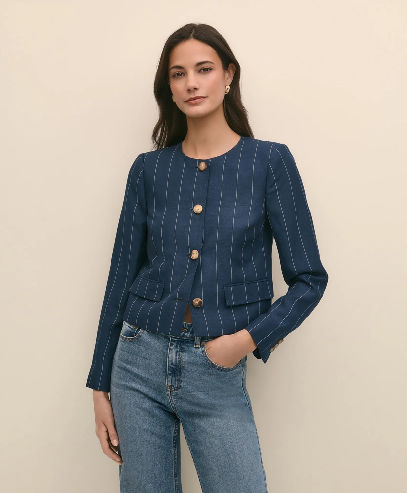 Linen-Blend Stripe Jacket, image 2